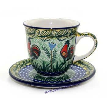 Filiżanka Tulipan 0,2L + spodek dek. U2663X Koguty